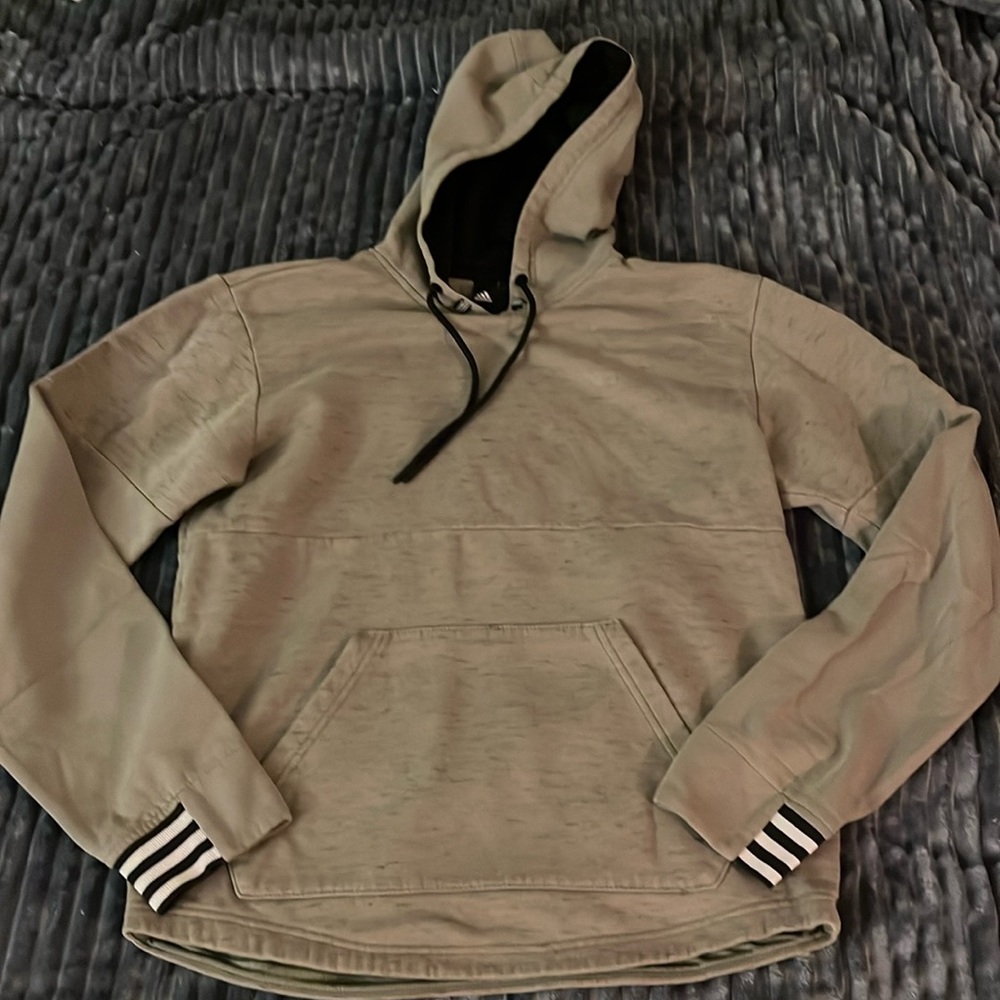 Sz Small Adidas Hoodie Heathered Army Green Blk & Wht really comfy & cute